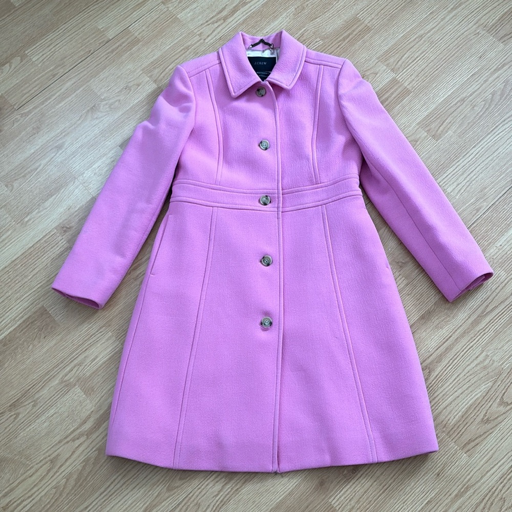 J Crew double cloth long pink coat
